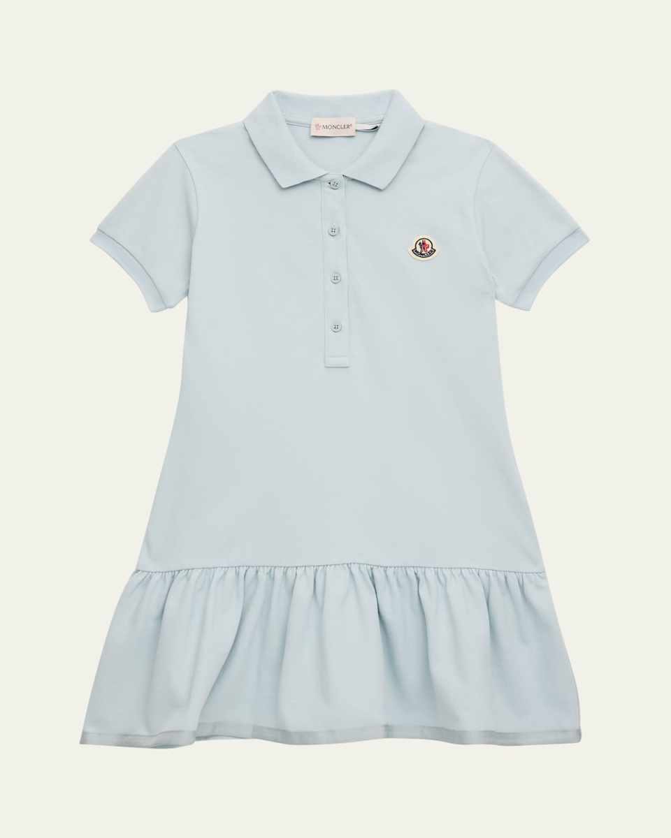 Girl's Drop-Waist Short-Sleeve Polo Dress, Size 8A-10A